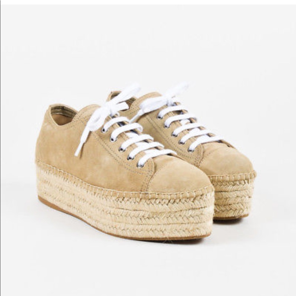 Miu Miu Beige Suede Platform Espadrilles